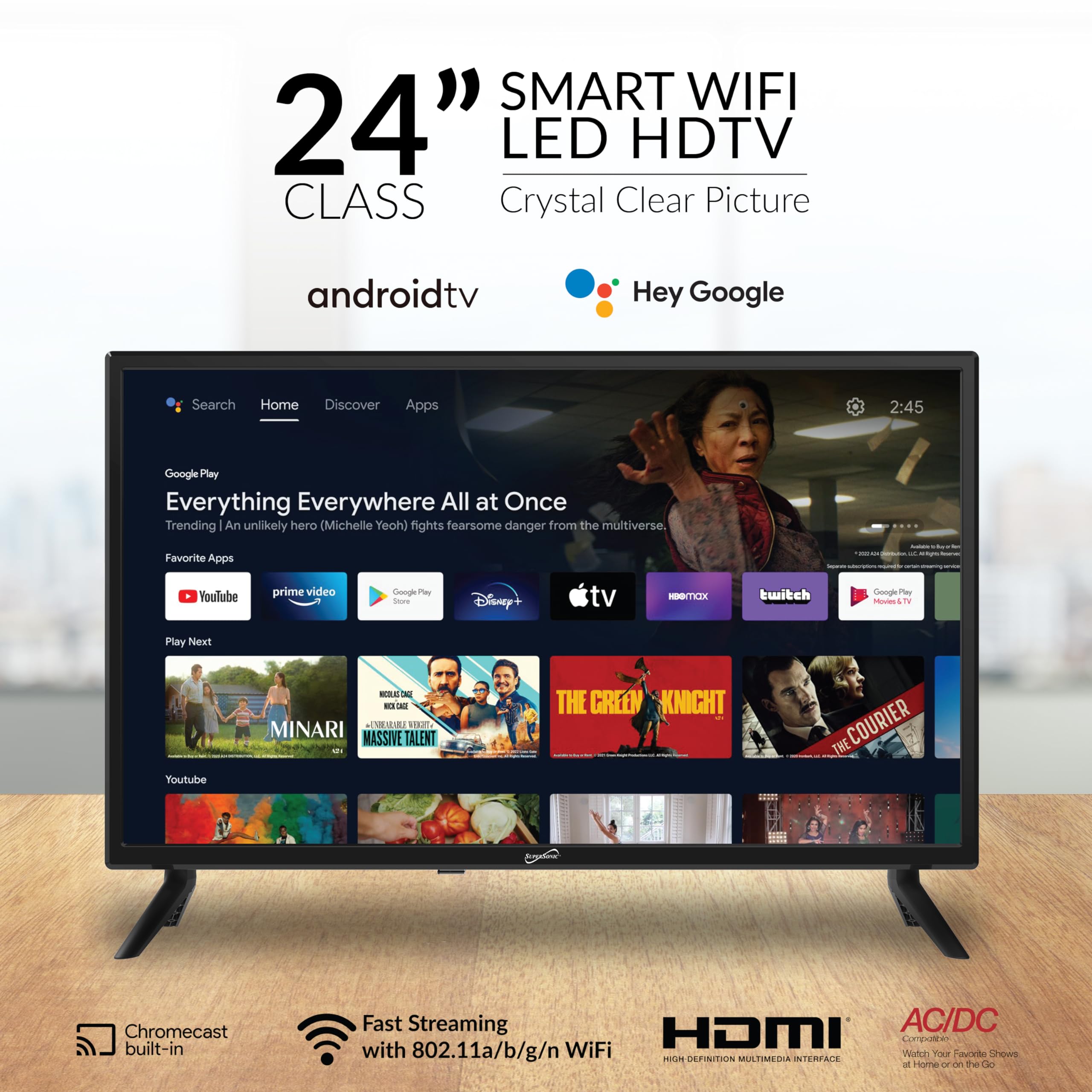 Foto 3 pulgar | Smart Hdtv Supersonic Sc-2450gtv-a 60 Hz  24 Pulgadas  1080p - Venta Internacional.