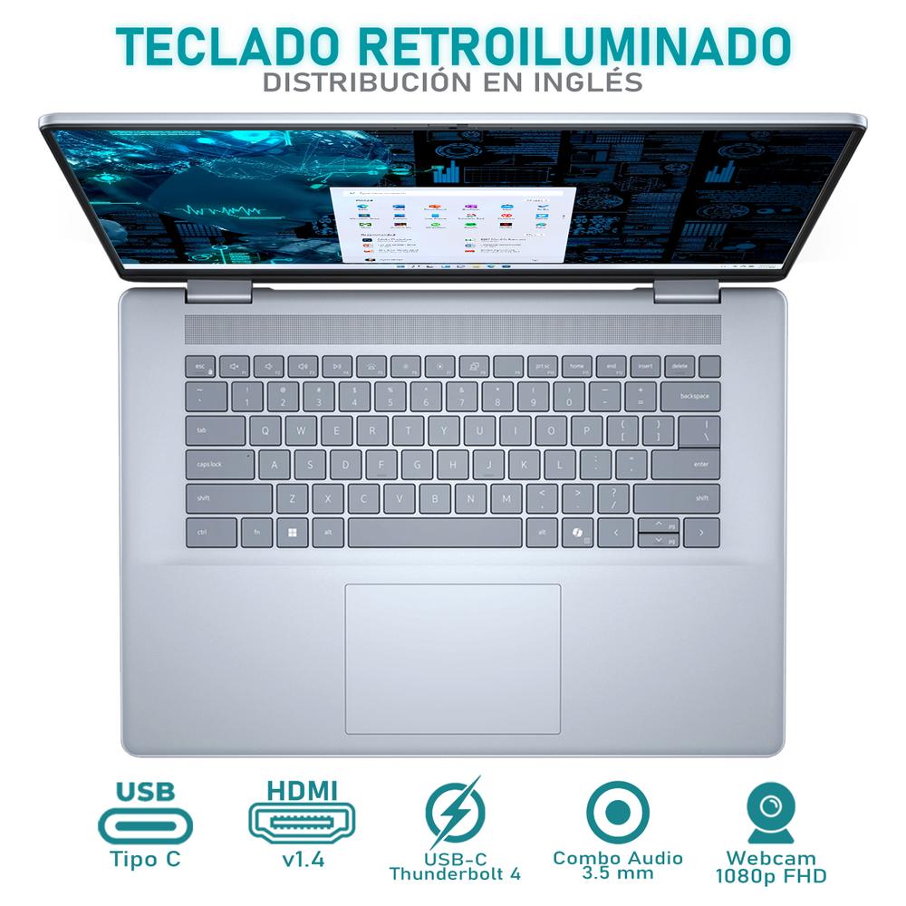 Foto 6 pulgar | Laptop Dell Inspiron 16 Plus 7640 Intel Core Ultra 7 155h Intel Arc 16gb Ram 1tb Ssd 16'' Windows 11 Home Teclado En