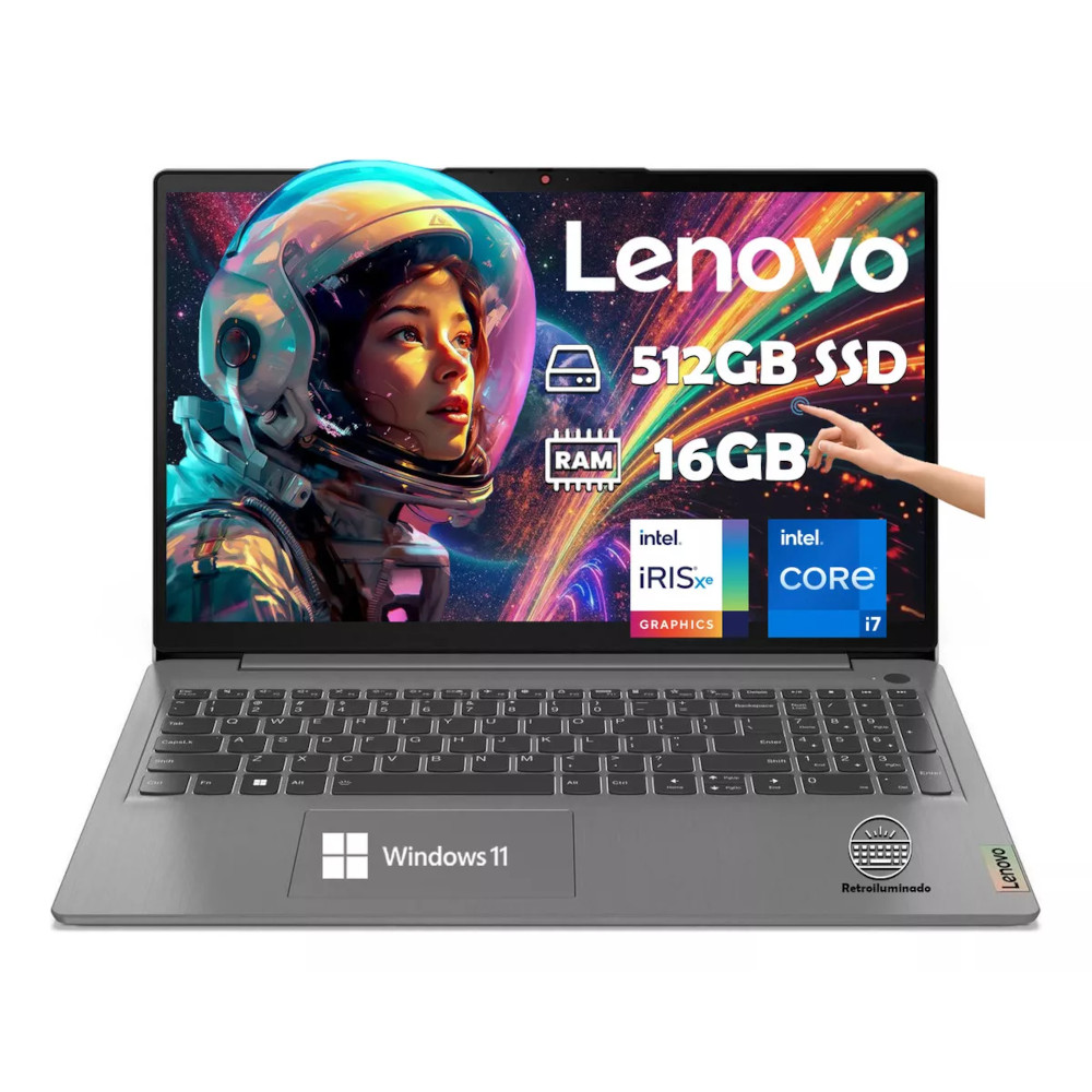 Foto 2 pulgar | Laptop Lenovo Ideapad 3 15iau7 Intel Core I7 1255u 512gb Ssd 16gb Ram Windows 11 Home Pantalla Touch 1920 Px X 1080 Px