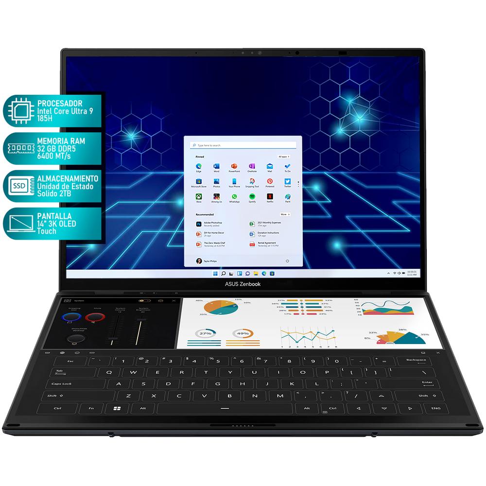 Foto 3 | Laptop Asus Zenbook Duo Intel Core Ultra 9 185h Intel Arc 32gb Ram 2tb 14'' Oled Touchscreen Windows 11 Home Tec