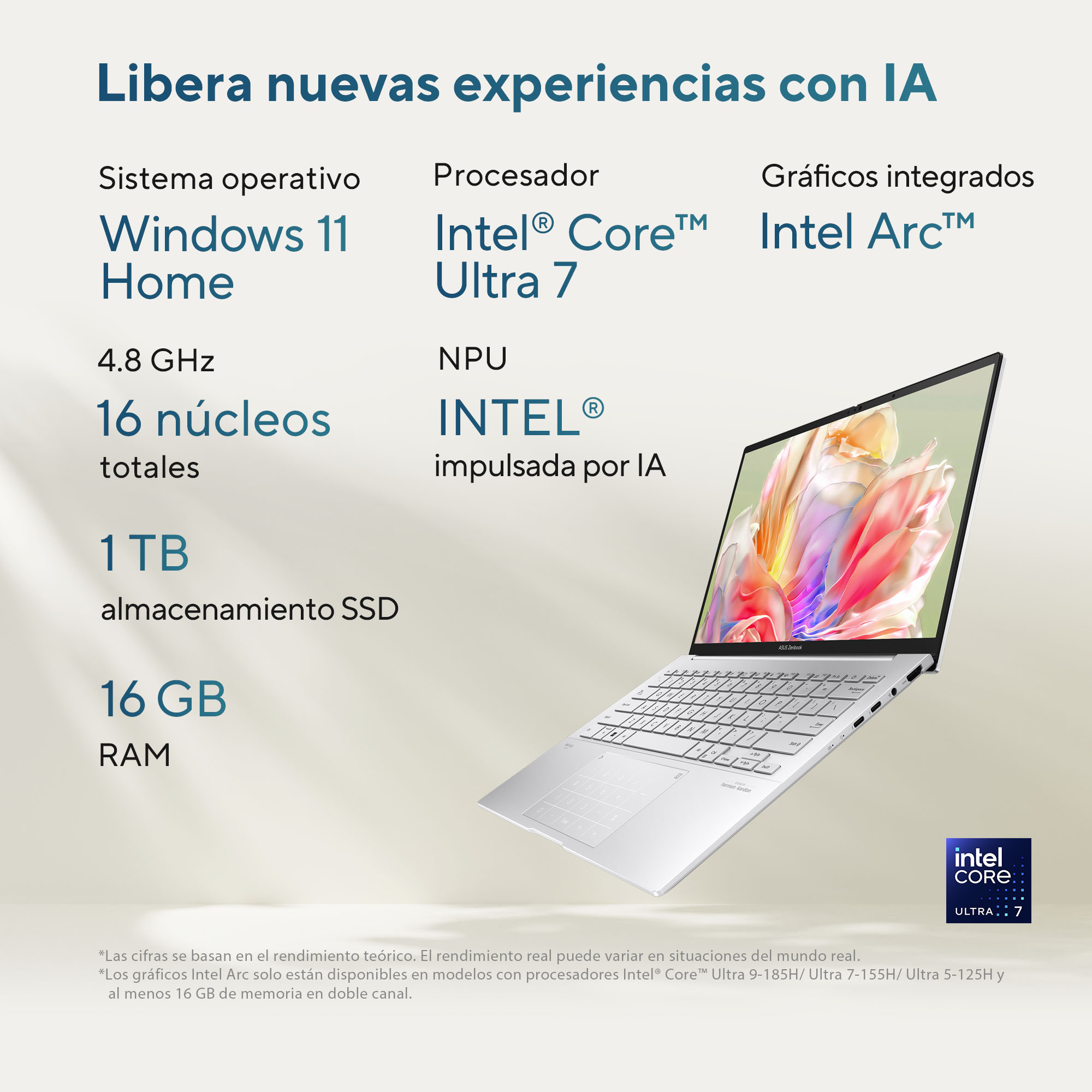 Foto 2 | Laptop Asus Zenbook 14 OLED (UX3405MA-QD019W), Core Ultra 7, 16GB RAM, 1TB, Plata