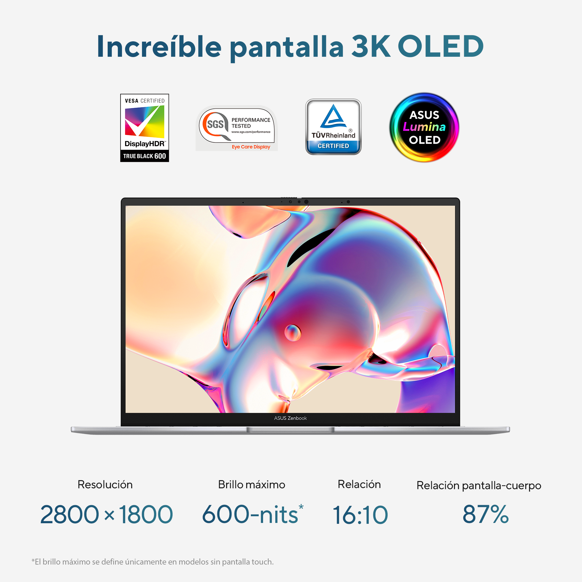 Foto 6 pulgar | Laptop Asus Zenbook 14 OLED (UX3405MA-QD019W), Core Ultra 7, 16GB RAM, 1TB, Plata