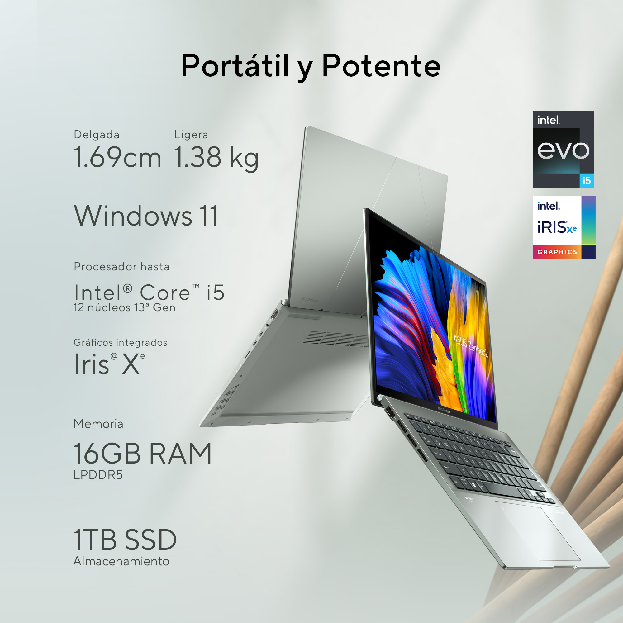 Foto 3 pulgar | Laptop Asus Zenbook 14 (UX3402) Intel Core i5-13500H, 16GB RAM, 1TB, Plata