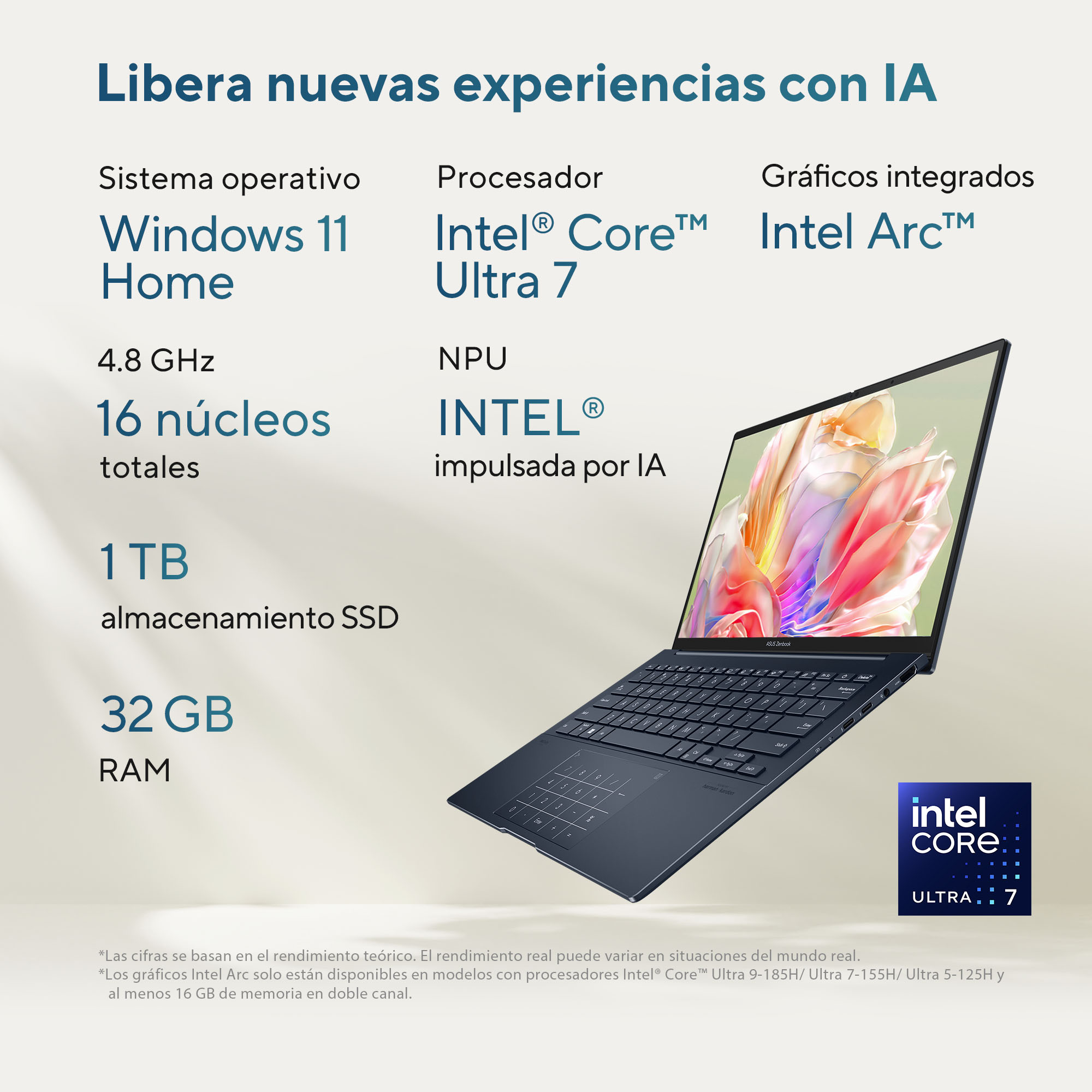 Foto 2 | Laptop Asus Zenbook 14 OLED (UX3405), Intel Core Ultra 7 155H, 32GB RAM, Azul