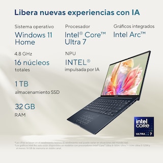 Foto 2 | Laptop Asus Zenbook 14 OLED (UX3405), Intel Core Ultra 7 155H, 32GB RAM, Azul