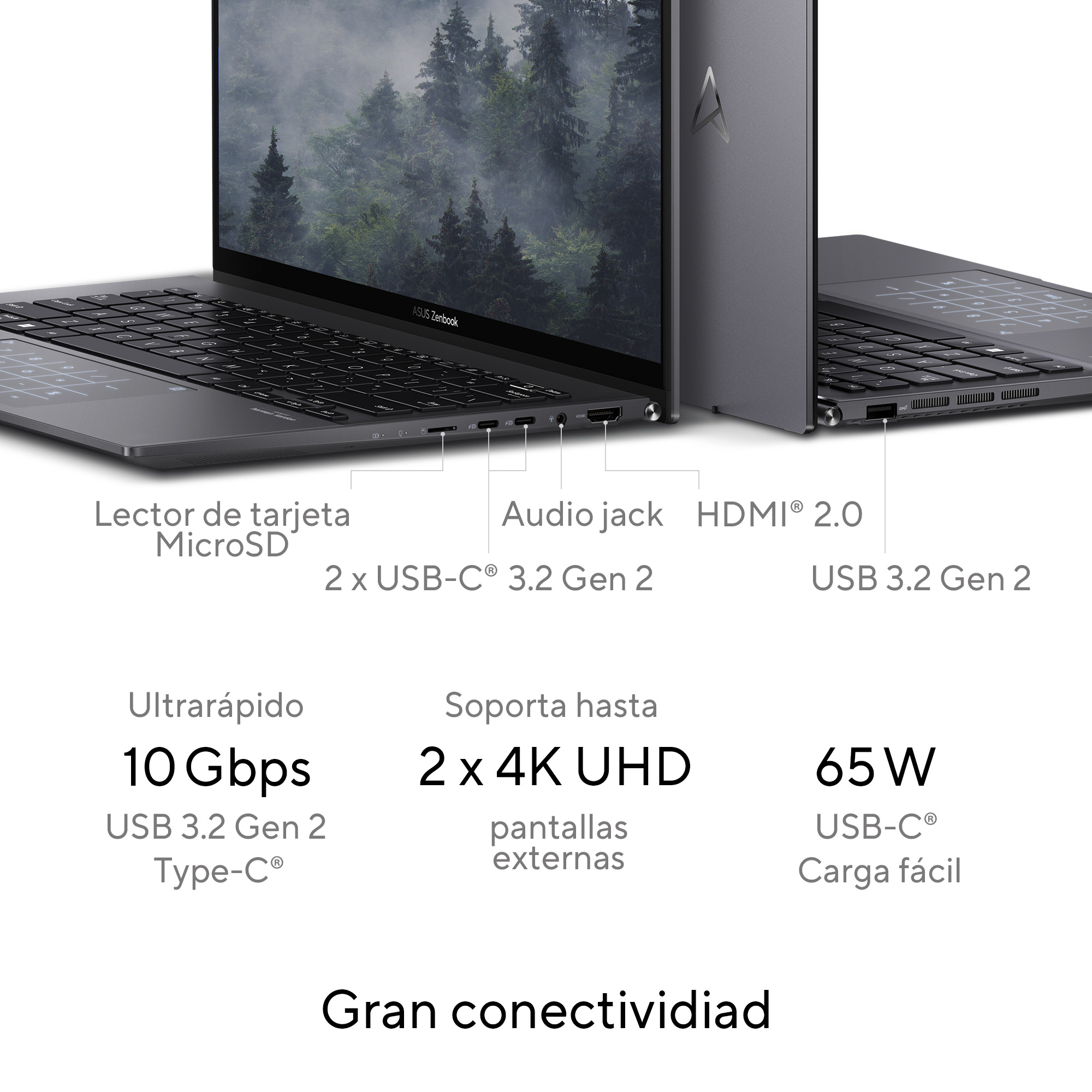 Foto 6 pulgar | Laptop Asus Zenbook 14 (UM3402) AMDRyzen 5 7530U, 16GB RAM, 512GB, Negro, 14'' 2.5K