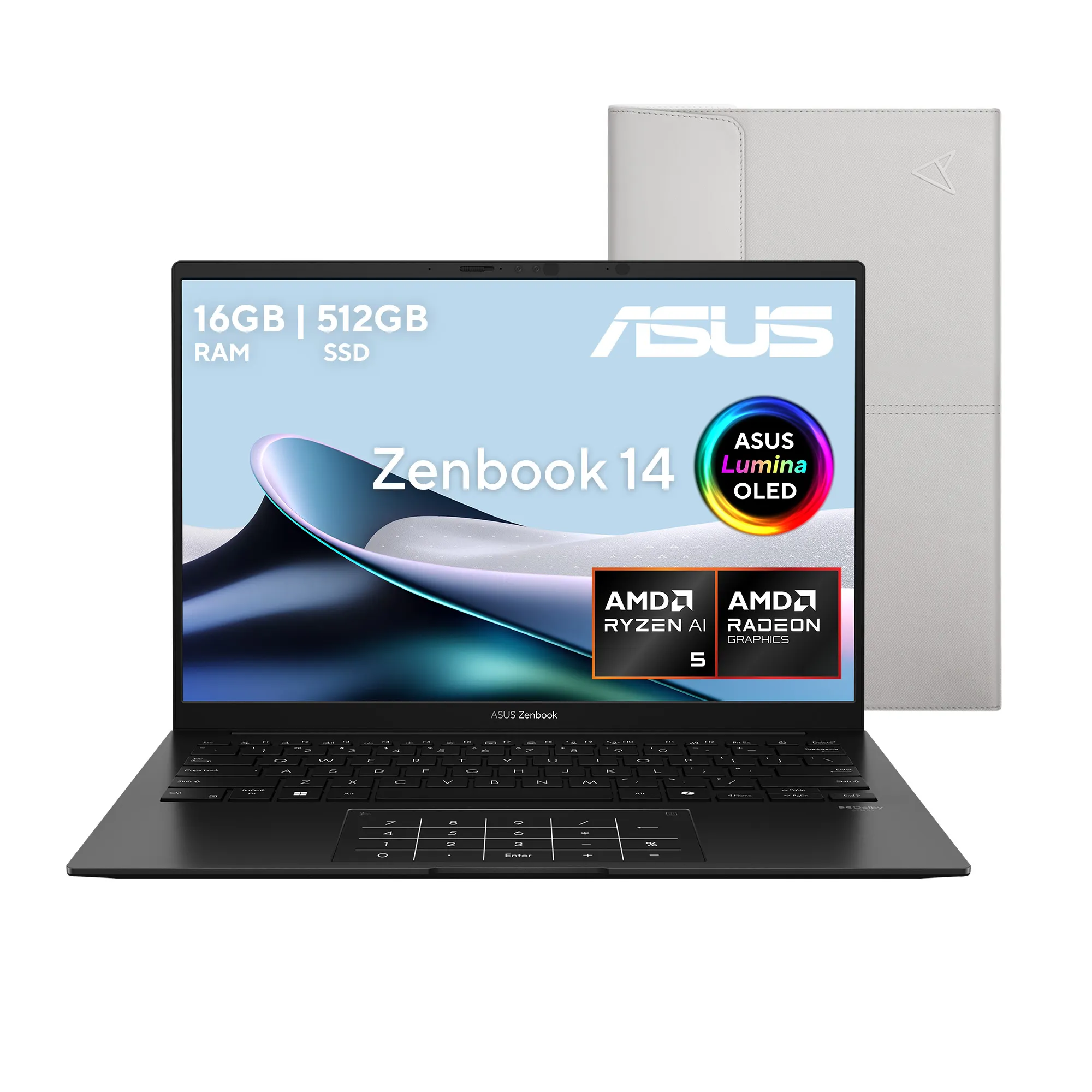 Foto 1 | Laptop Asus Zenbook 14 OLED, AMD Ryzen™ AI 5 340, 16GB LPDDR5X, 512GB, negro