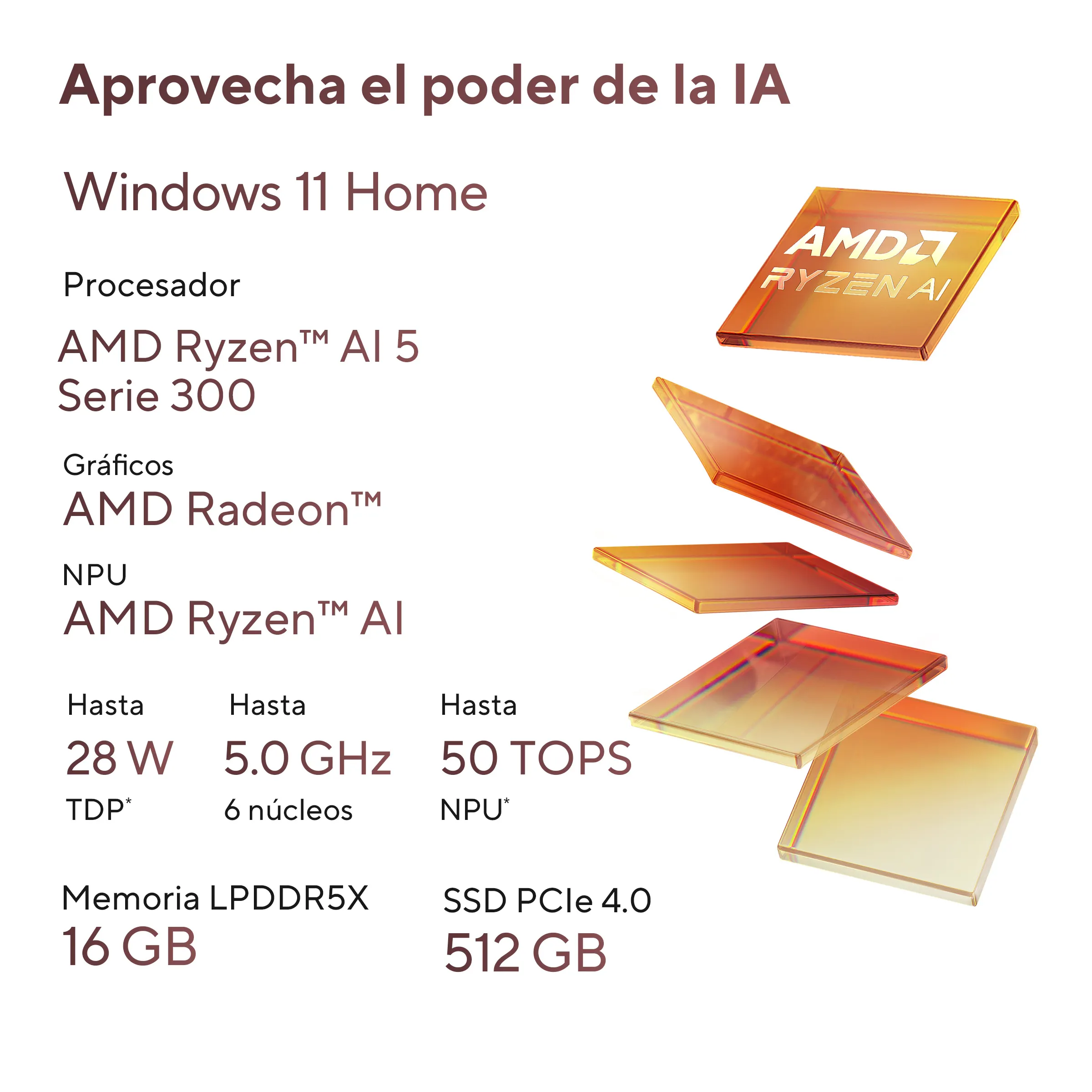 Foto 2 | Laptop Asus Zenbook 14 OLED, AMD Ryzen™ AI 5 340, 16GB LPDDR5X, 512GB, negro