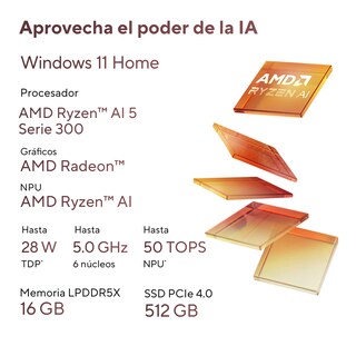 Foto 2 | Laptop Asus Zenbook 14 OLED, AMD Ryzen™ AI 5 340, 16GB LPDDR5X, 512GB, negro