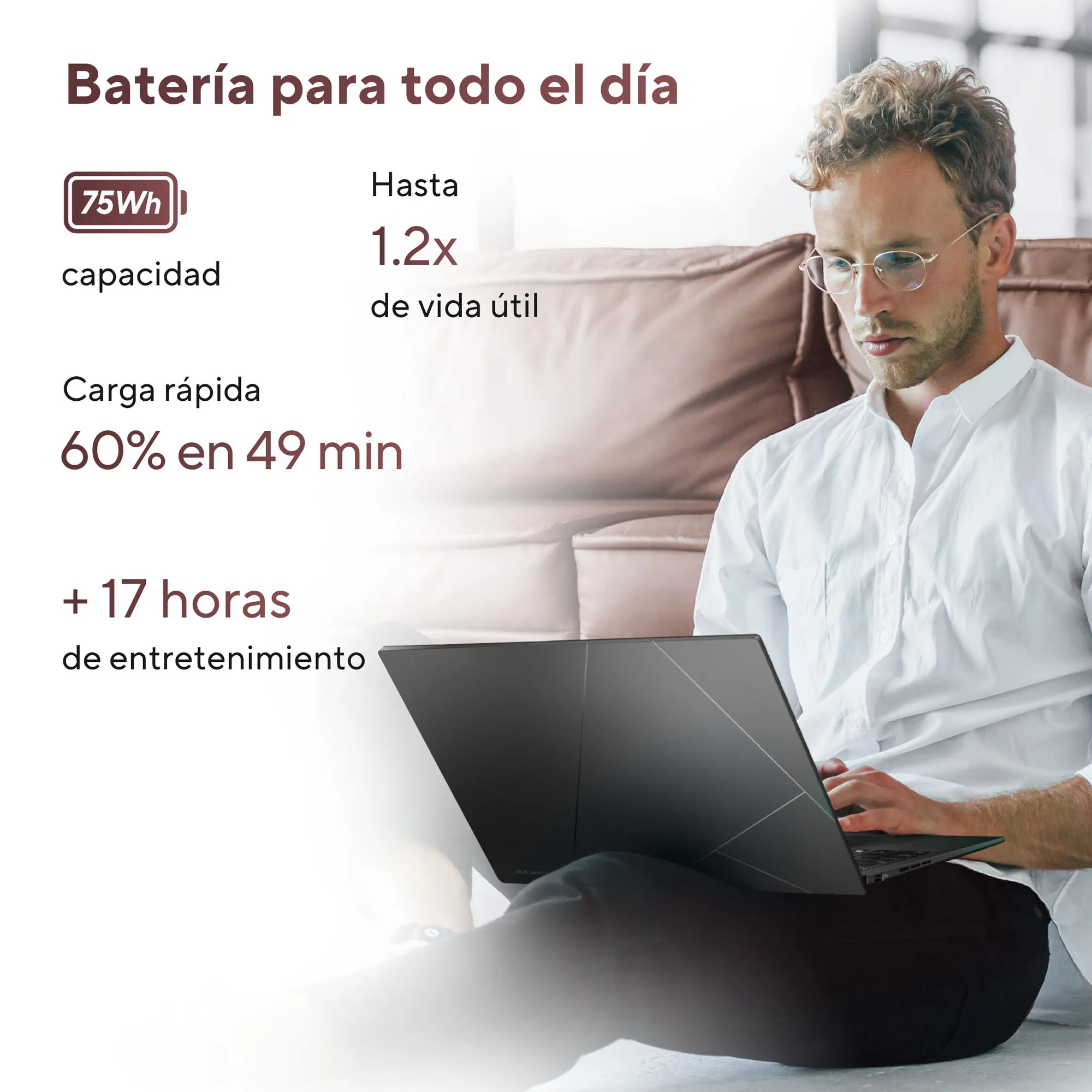 Foto 6 | Laptop Asus Zenbook 14 OLED, AMD Ryzen™ AI 5 340, 16GB LPDDR5X, 512GB, negro