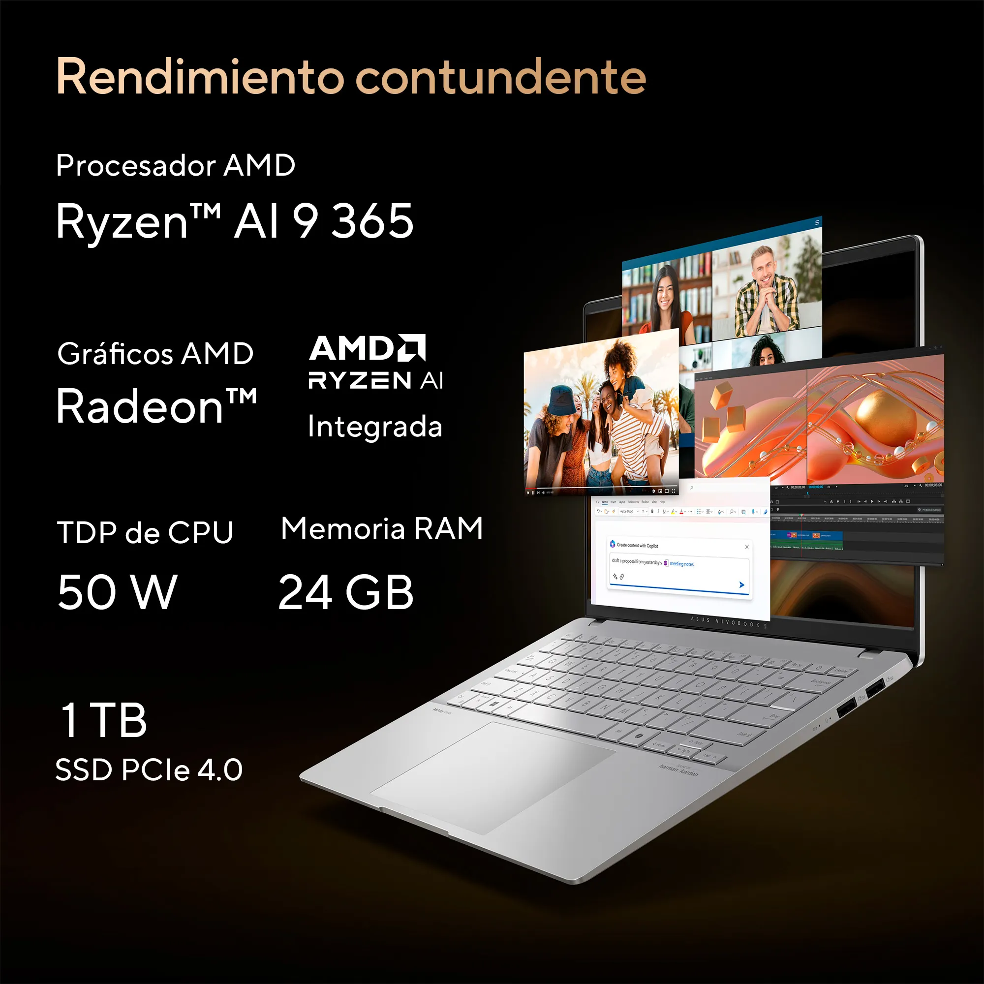 Foto 3 pulgar | Laptop ASUS Vivobook S 14 OLED, 14¨ Windows 11 AMD Ryzen AI 9 365 24GB 1TB SSD Plateado