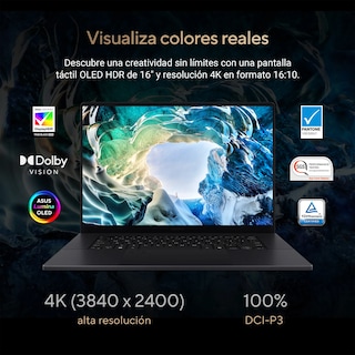 Foto 4 | Laptop ProArt P16, RTX 4060, AMD Ryzen™AI 9 HX 370, 32gb LPDDR5X, 1TB, Color Negro