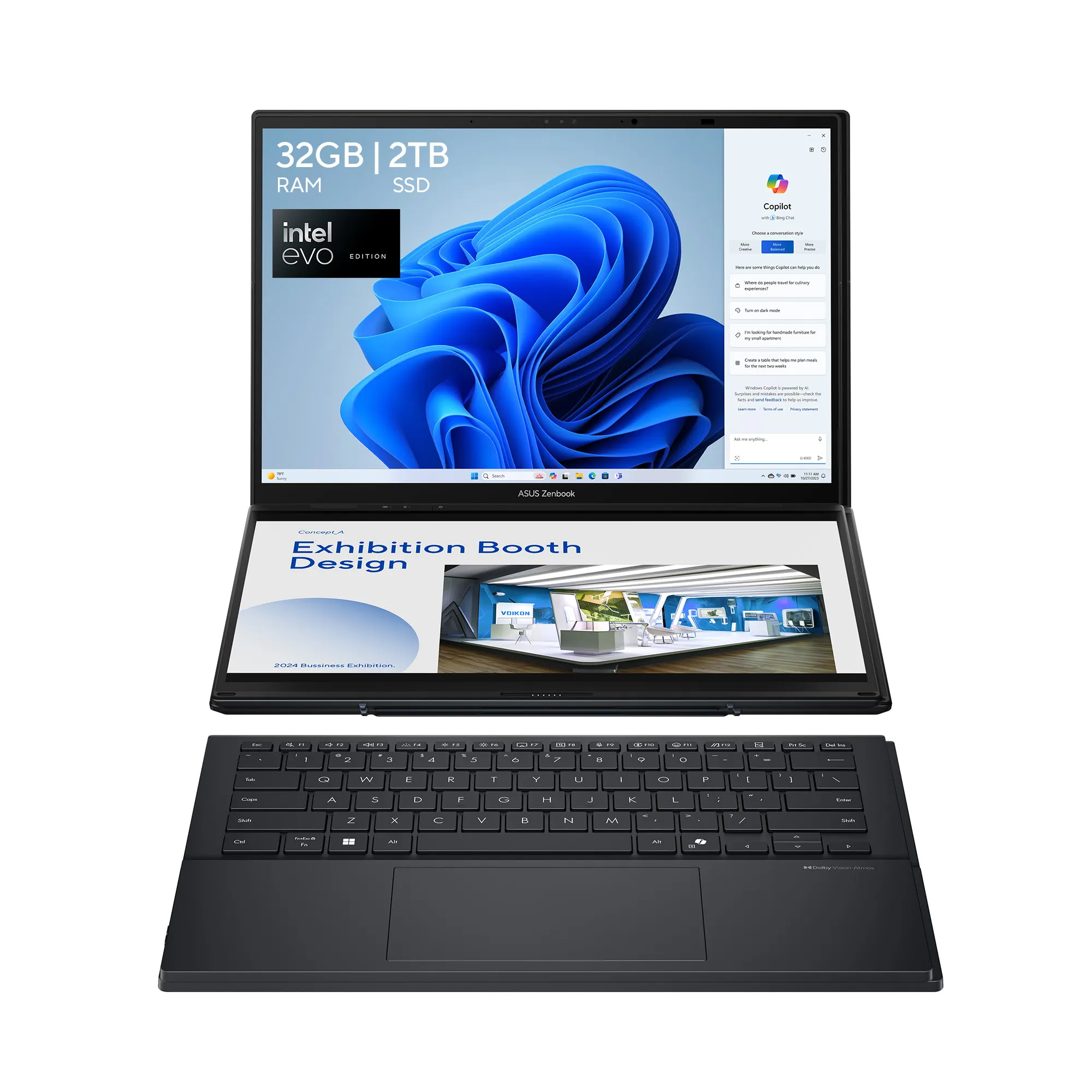 Foto 2 pulgar | Laptop Asus Zenbook Duo (2025) Ux8406, Intel  Core™ Ultra 9 285h,  32gb Lpddr5x, 2tb, Color Gris