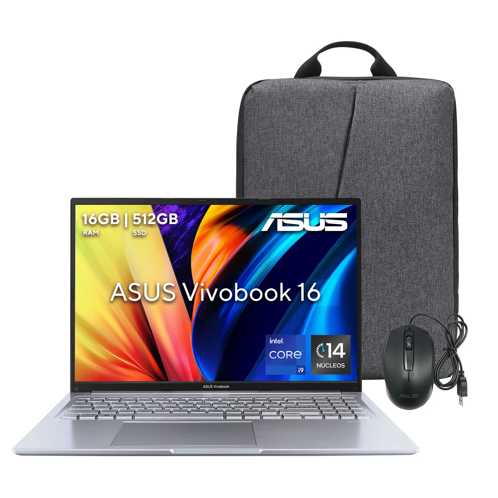 Foto 2 pulgar | Laptop Asus Vivobook 16 (Intel  Core™ I9-13900H, 16GB DDR4, 512GB, Color Plateado)