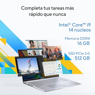 Foto 3 | Laptop Asus Vivobook 16 (Intel Core™ I9-13900H, 16GB DDR4, 512GB, Color Plateado)