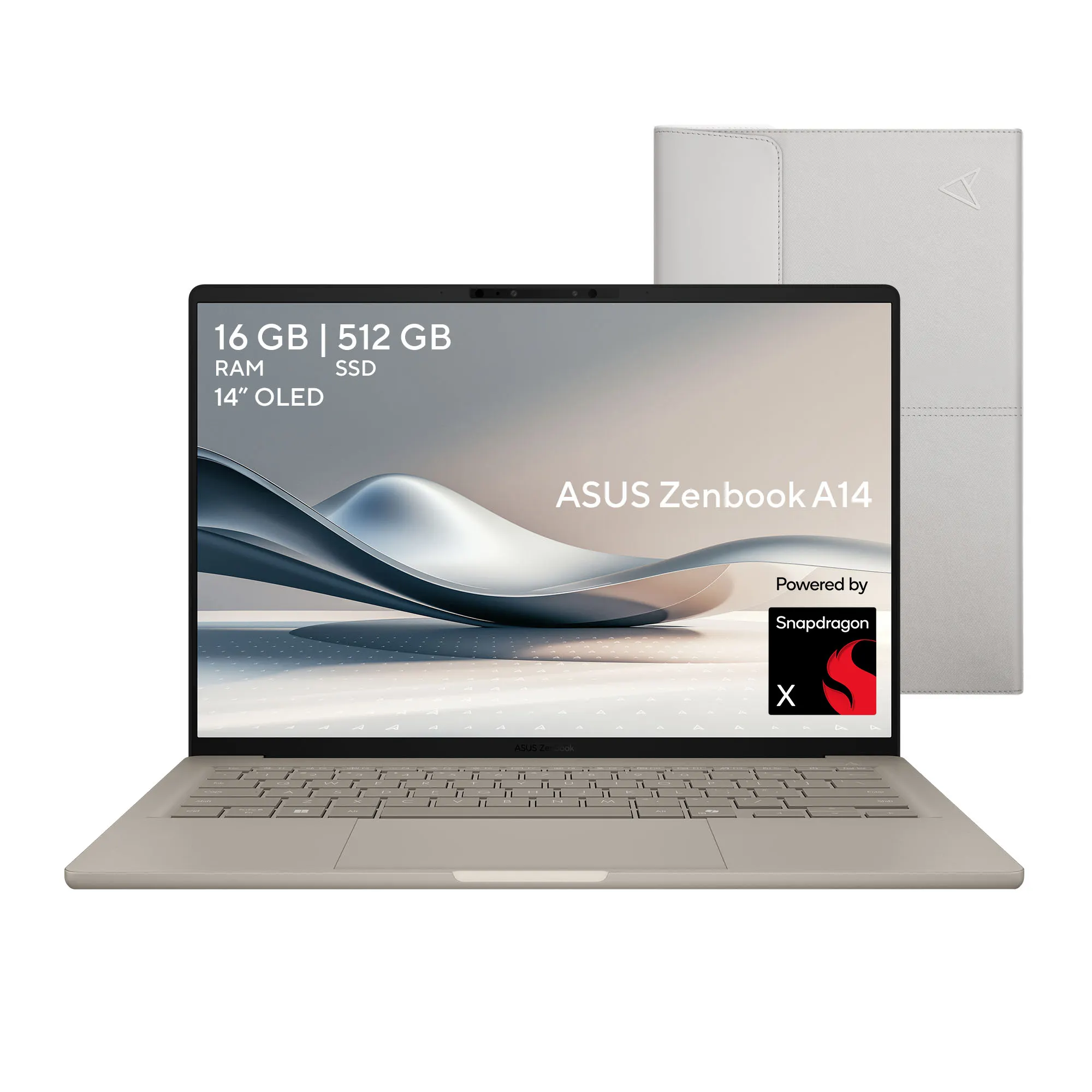 Laptop Asus Zenbook A14 (Snapdragon  X  X1 26 100, 16GB LPDDR5X, 512GB, Color Beige)
