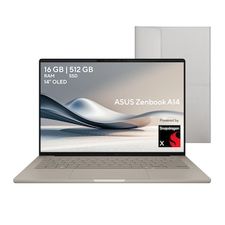 Foto 1 | Laptop Asus Zenbook A14 (Snapdragon X X1 26 100, 16GB LPDDR5X, 512GB, Color Beige)