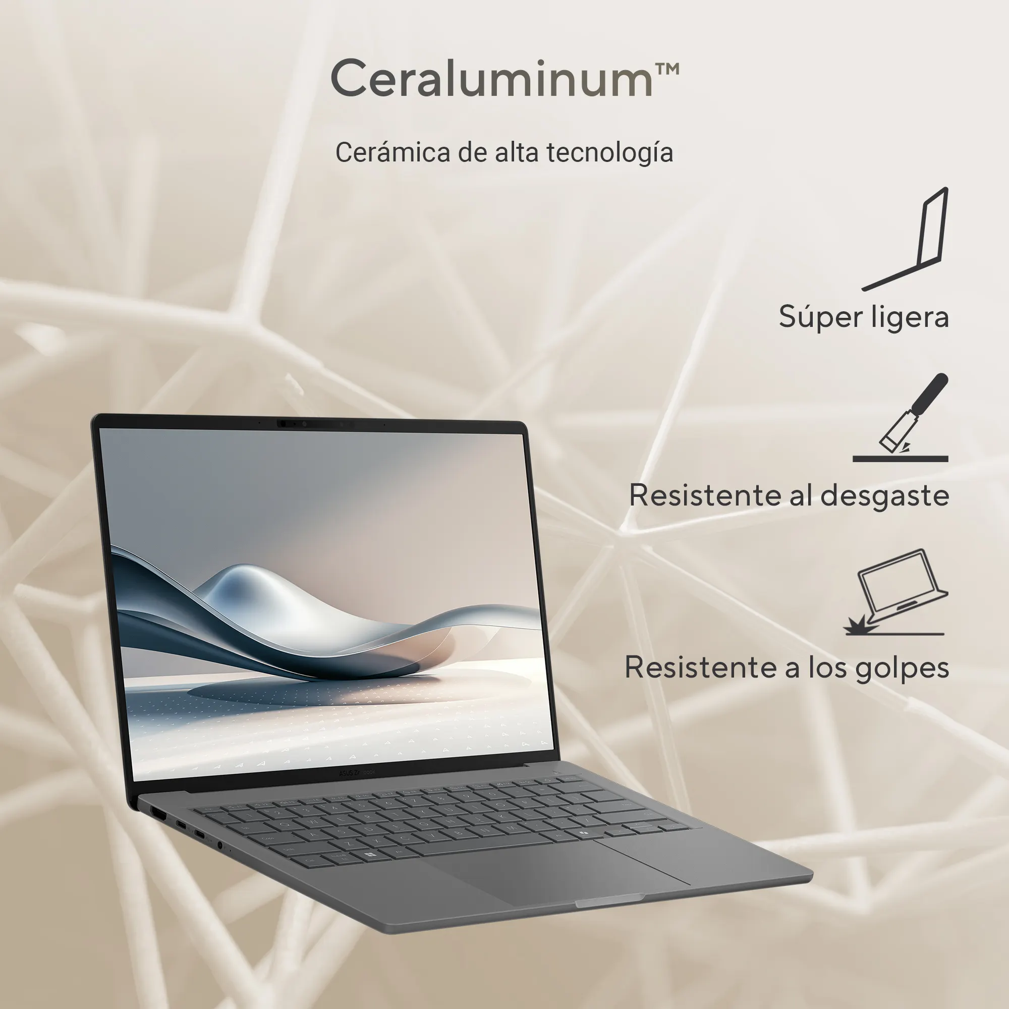 Foto 4 | Laptop Asus Zenbook A14 (Snapdragon  X  X1 26 100, 16GB LPDDR5X, 512GB, Color Beige)