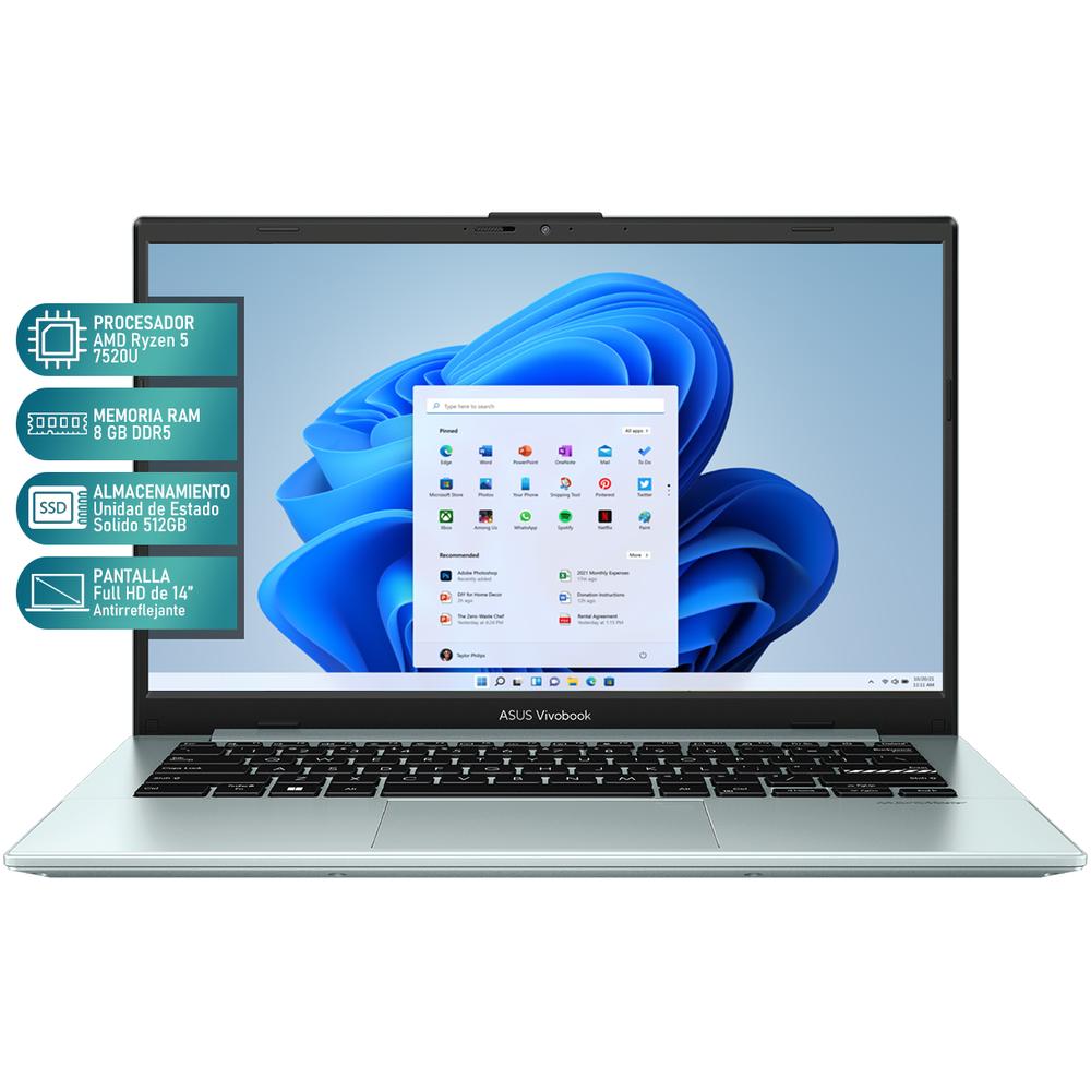 Foto 3 pulgar | Laptop Asus Vivobook Go 14 Amd Ryzen 5 7520u 8gb Ddr5 Ram 512gb Ssd 14'' Windows 11 Home Teclado En Español
