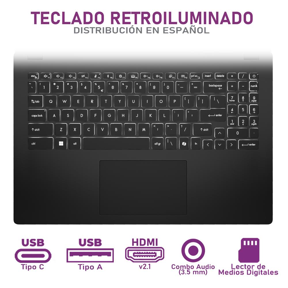 Foto 6 pulgar | Laptop Msi Modern 15 H Ai Intel Core Ultra 5 125h 16gb Ram 512gb Ssd 15.6'' Windows 11 Pro Teclado En Español + Mouse