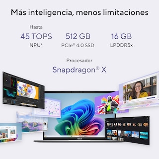 Foto 2 | Laptop Asus Vivobook S 14 Snapdragon X X1 26 100 512gb Ssd 14'' 2.5k Plata
