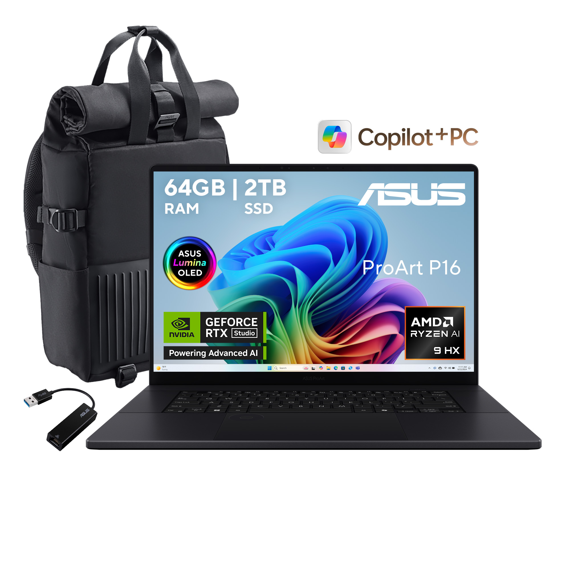 Foto 3 pulgar | Laptop Asus Proart P16  Amd Ryzen AI 9 HX 370 RTX 5070 64GB 2TB SSD  16'' OLED 4k Negra