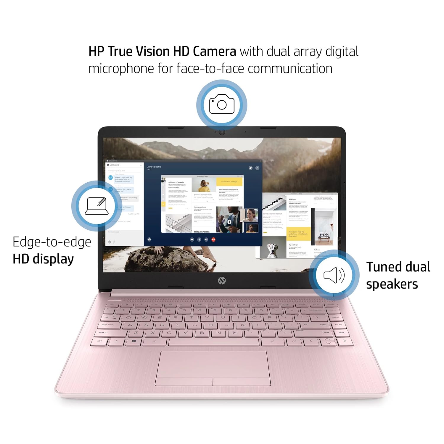 Foto 3 pulgar | Portátil HP Rosa con Pantalla HD de 14" 16GB RAM 64GB eMMC y Windows 11 Home - Venta Internacional