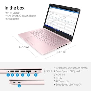 Foto 3 | Portátil HP Rosa con Pantalla HD de 14" 16GB RAM 64GB eMMC y Windows 11 Home - Venta Internacional