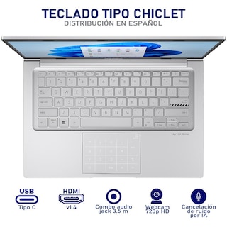 Foto 4 | Laptop Asus Vivobook 14 Intel Core I7 1255u 24gb Ram 512gb Ssd 14'' Windows 11 Home Teclado En Español + Mouse Dxt