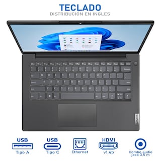 Foto 4 | Laptop Lenovo V14 G4 Amd Ryzen 5 5500u 24gb Ram 256gb Ssd 14'' Windows 11 Pro Teclado En Ingles