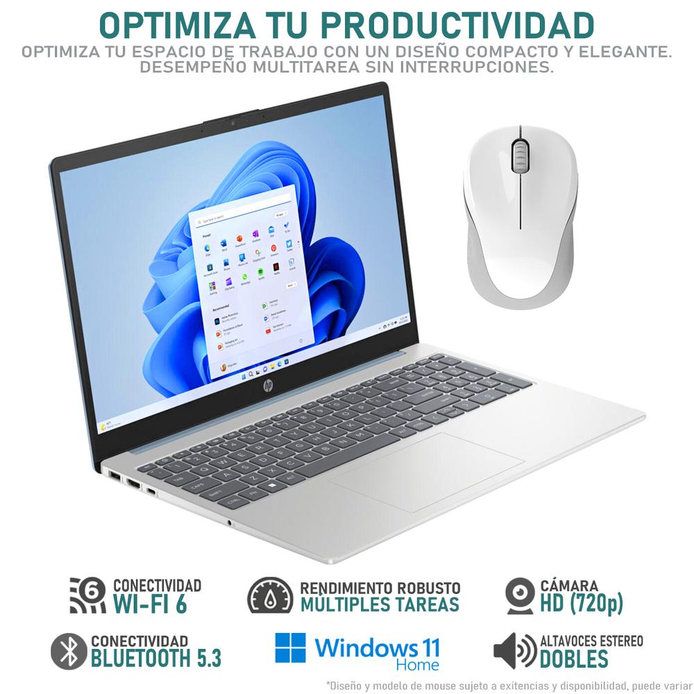 Foto 3 | Laptop Hp 15 Intel Core I5 1235u 24gb Ram 256gb Ssd 15.6'' Windows 11 Home Teclado En Ingles Color Plata + Mouse Dxt