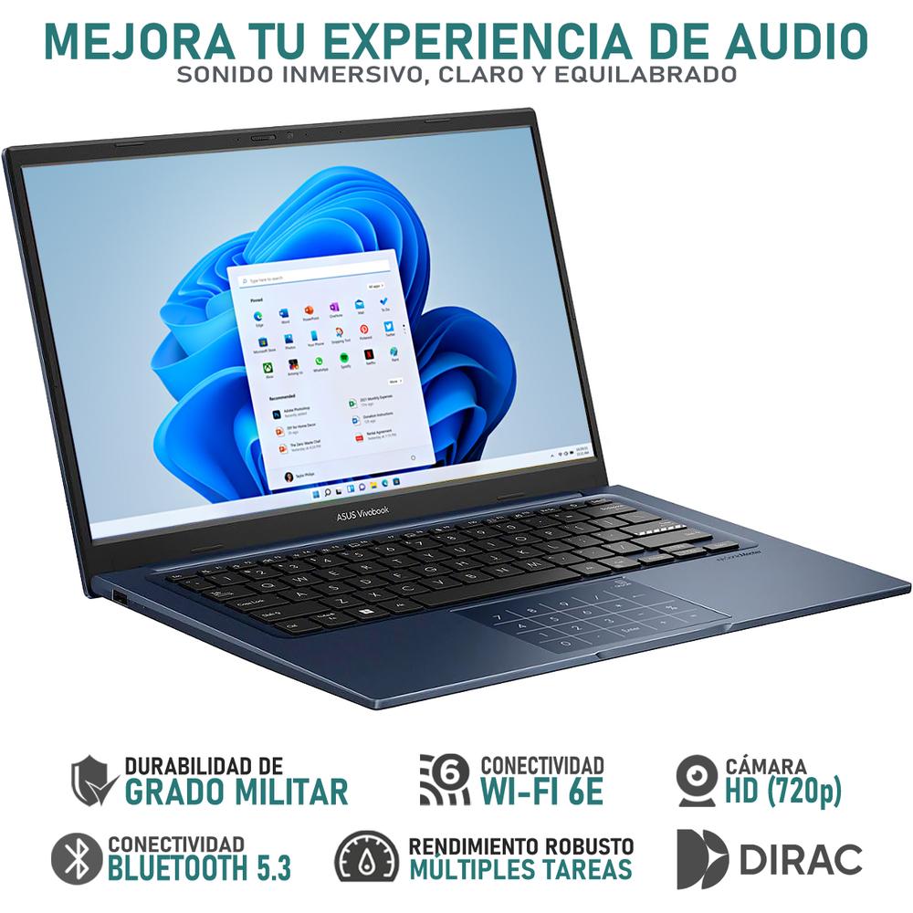 Foto 4 pulgar | Laptop Asus Vivobook 14 Intel Core I3 1215U 8 GB RAM 128 GB SSD 14 Pulgadas Windows 11 Home Teclado en Inglés