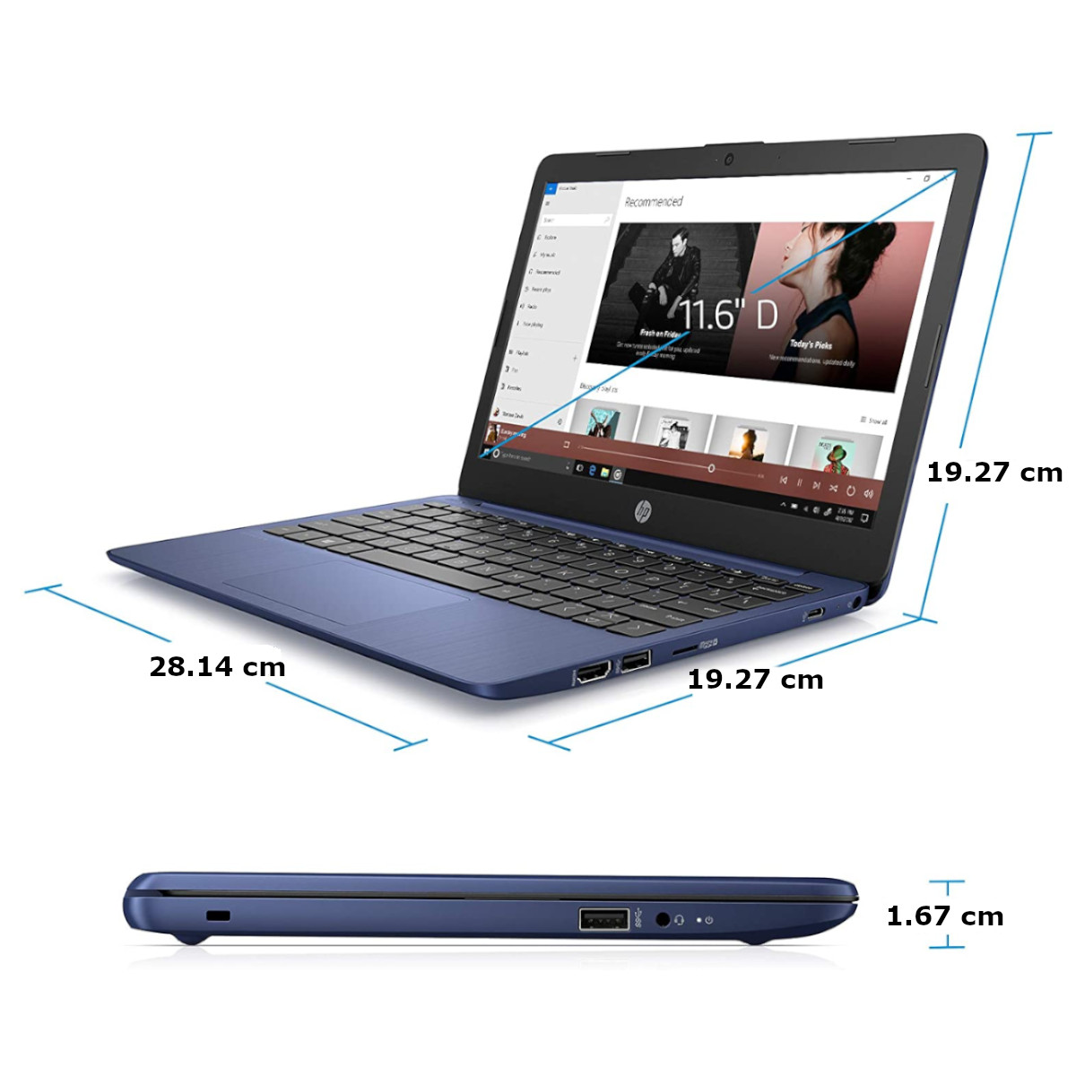 Foto 5 pulgar | Laptop Hp Streambook  11.6'' 32gb / 4gb Ram Intel Celeron N4000 Azul
