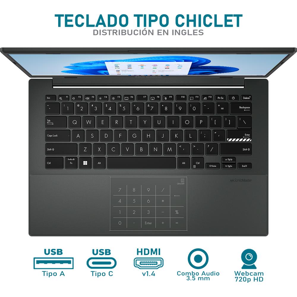 Foto 5 pulgar | Laptop Asus Vivobook Go 14 Intel Core I3 8gb Ram 128gb Ssd 14'' Windows 11 Home Teclado En Ingles