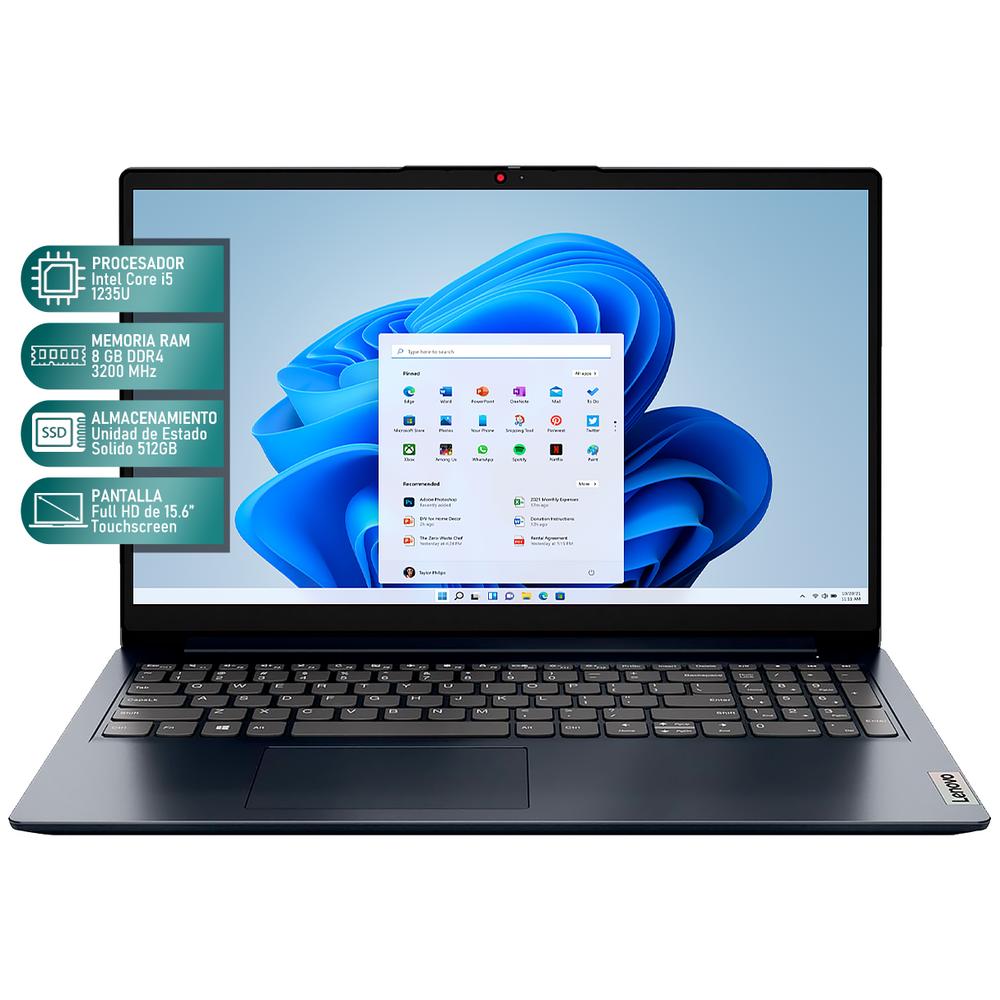 Foto 3 pulgar | Laptop Lenovo Ideapad 1 15iau7 Intel Core I5 1235u 8gb Ram 512gb Ssd 15.6'' Touchscreen Windows 11 Home Modo S T