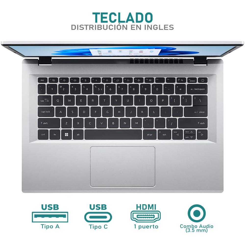 Foto 5 pulgar | Laptop Acer Aspire 3 Intel Core I3 N305 8gb Ram 128gb Ssd 14'' Windows 11 Home Modo S Teclado En Ingles