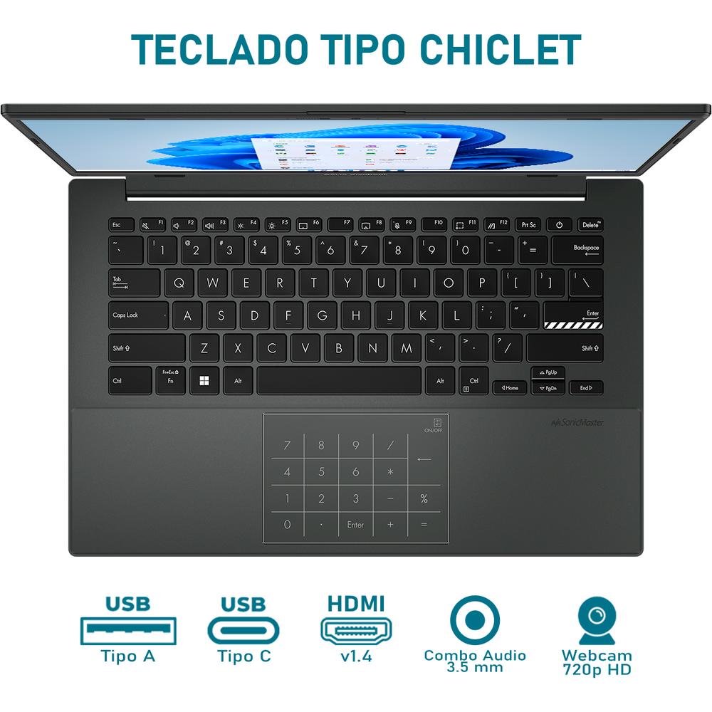 Foto 5 pulgar | Laptop Asus Vivobook Go 14 Intel Core I3 N305 8gb Ram 128gb Ssd 14'' Windows 11 Home Teclado En Ingles + Mochila