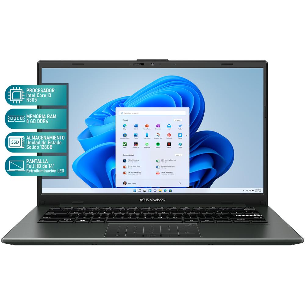 Foto 3 pulgar | Laptop Asus Vivobook Go 14 Intel Core I3 N305 8gb Ram 128gb Ssd 14'' Windows 11 Home Teclado En Ingles + Mouse Dxt