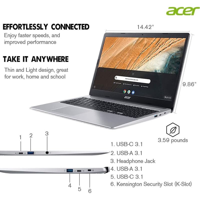 Foto 5 pulgar | Portátil Acer Chromebook 315 Para Empresas De 15.6 Pulgadas Intel Celeron - Venta Internacional.