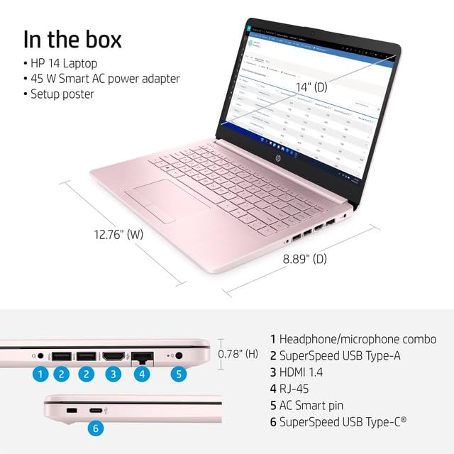 Foto 5 pulgar | Laptop Hp 14 Hd Back To School Ed., Con Microsoft 365 De 8 Gb/576 Gb - Venta Internacional.