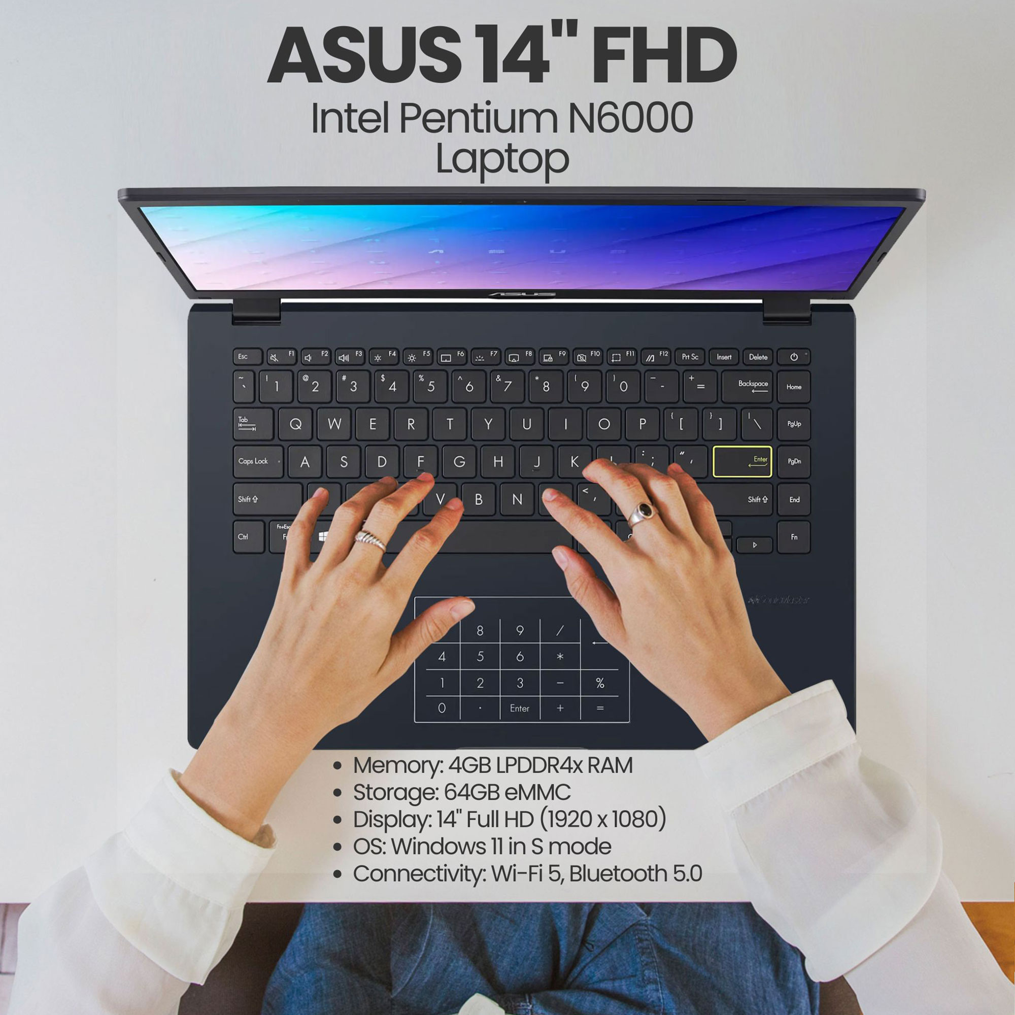 Foto 2 | Ordenador Portátil Asus 14 Fhd Intel Pentium N6000 4 Gb Ram 64 Gb Emmc - Venta Internacional.