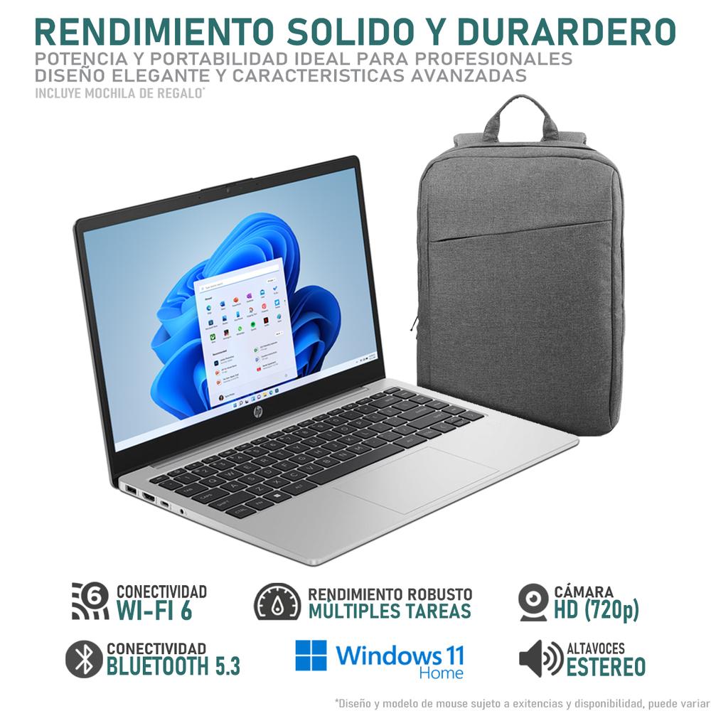 Foto 4 pulgar | Laptop Hp 240 G10 Intel Core I5 1335u 24gb Ram 512gb Ssd 14'' Windows 11 Teclado En Español + Mochila
