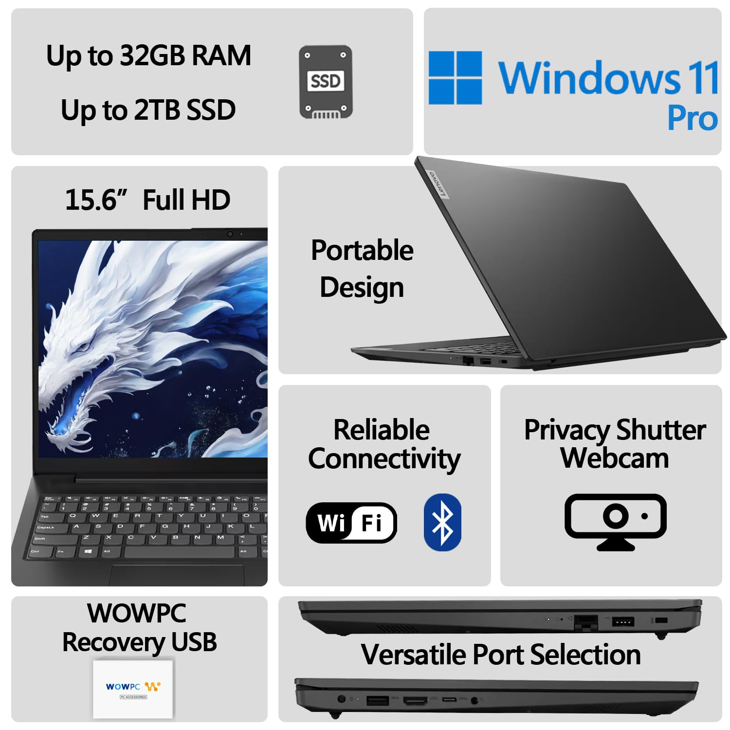 Foto 2 | Ordenador Portátil Lenovo V15 15.6 Pulgadas Fhd Intel Celeron N5100 8 Gb Ram 512 Gb Ssd - Venta Internacional.