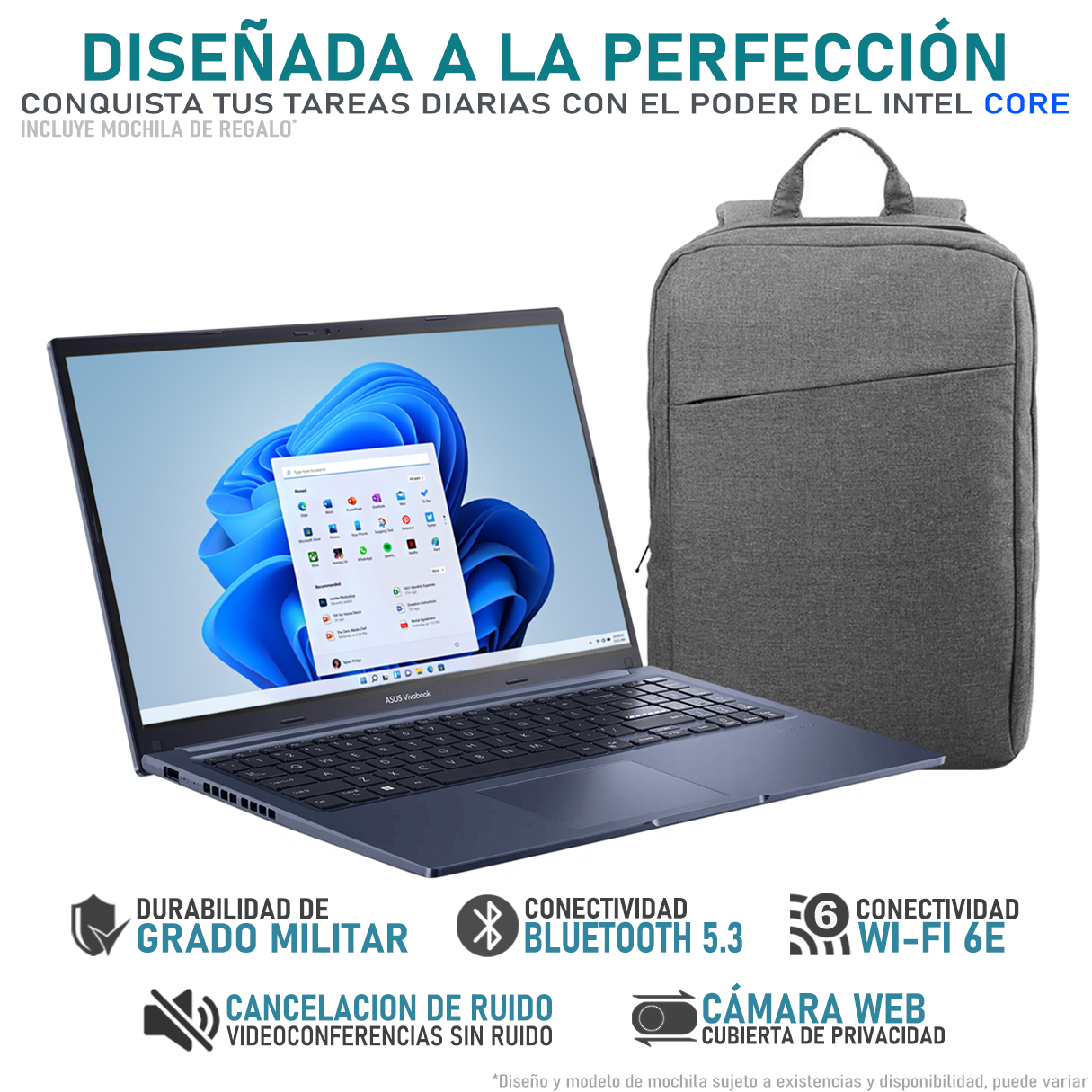 Foto 4 pulgar | Laptop Asus Vivobook Intel Core I5 1235u 24gb Ram 256gb Ssd 15.6'' Windows 11 Home Teclado En Ingles + Mochila
