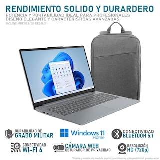 Foto 3 | Laptop Lenovo Ideapad Amd Ryzen 5 7520u 8gb Ram 256gb Ssd 15.6'' Windows 11 Home Teclado En Ingles + Mochila