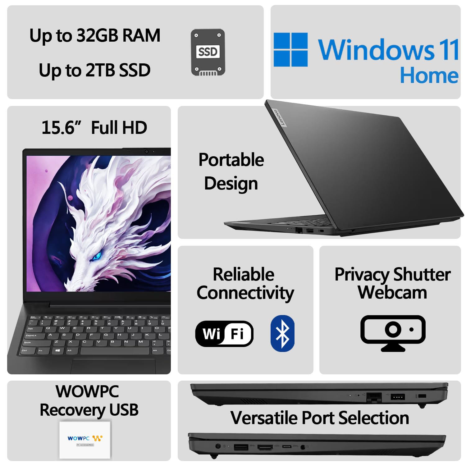 Foto 2 | Computadora Portátil Lenovo V15 | Pantalla Fhd De 15,6 Pulgadas (1920 X 1080) | Intel Celeron N5100 - Venta Internaci