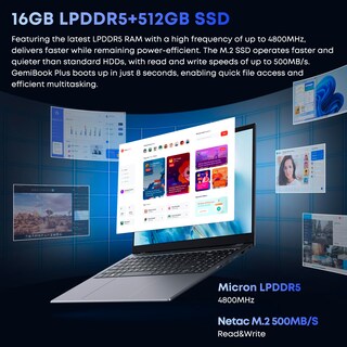 Foto 4 | Ordenador Portátil Chuwi Gemibook Plus De 15,6 Pulgadas Con Procesador Intel Alder Lake De 16 Gb/512 - Venta Interna