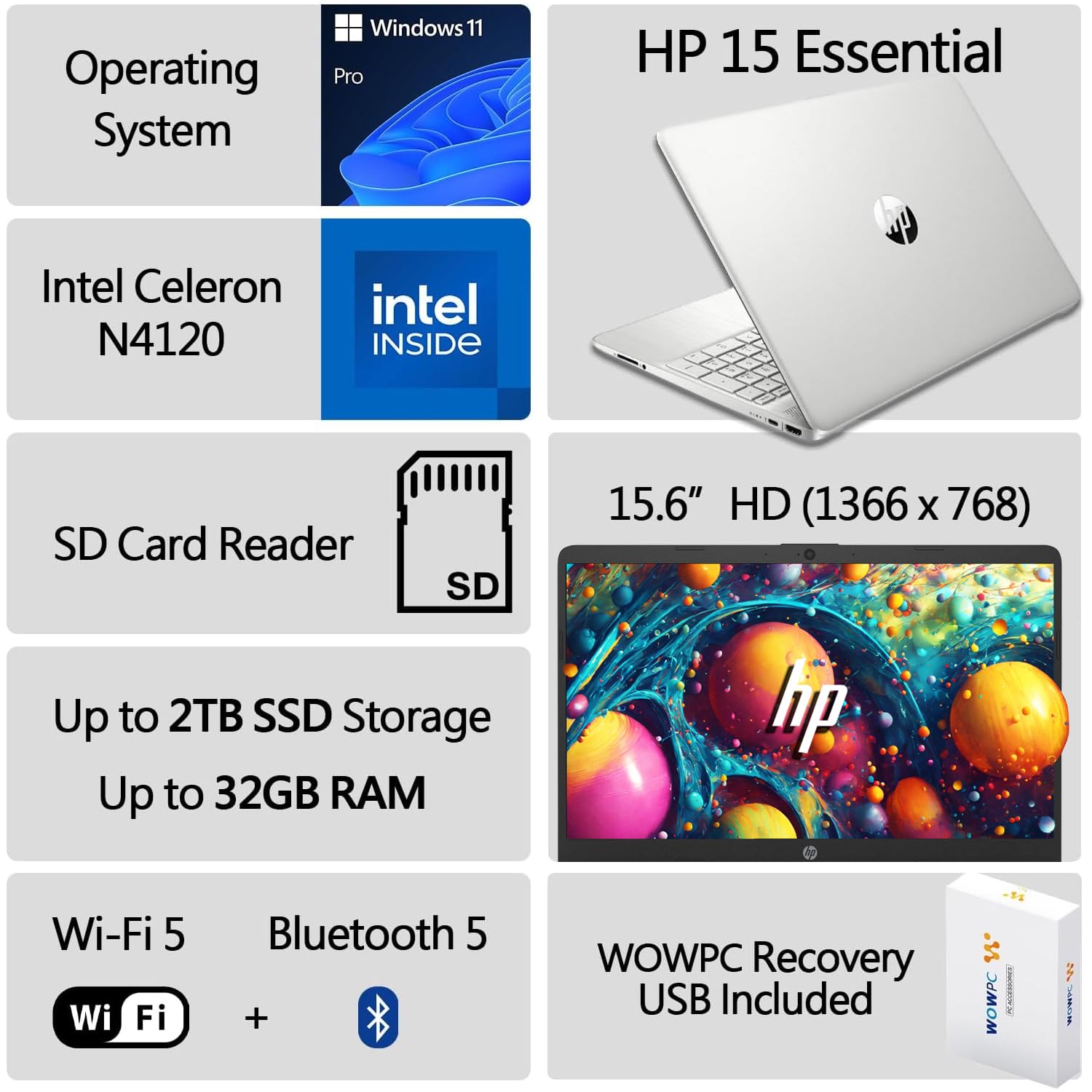Foto 3 pulgar | Laptop Hp Ultimate 15 Intel Celeron N4120 16 Gb Ram 256 Gb Ssd - Venta Internacional.