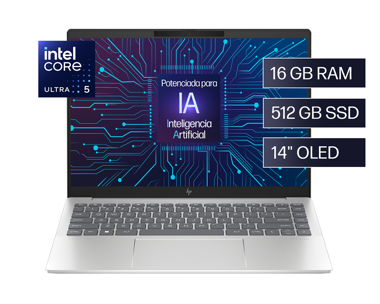 Foto 2 pulgar | Laptop Hp Pavilion Plus 14-ew1000la, Windows 11 Home Single Language, 14'', Intel  Core™ Ultra 5, 16gb Ram, 512gb Ssd