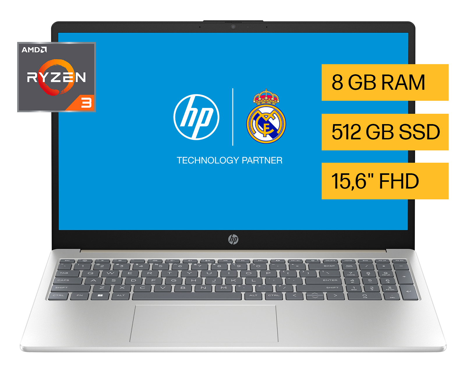 Foto 2 pulgar | Laptop Hp 15-fc0043la, Windows 11 Home Single Language, 15.6'', Amd Ryzen™ 3, 8gb Ram, 512gb Ssd, Fhd